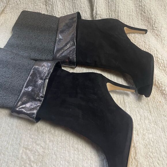 Calvin Klein versatile ankle Black faux suede Peep-Toe Ankle Boots SZ11 - Picture 5 of 11